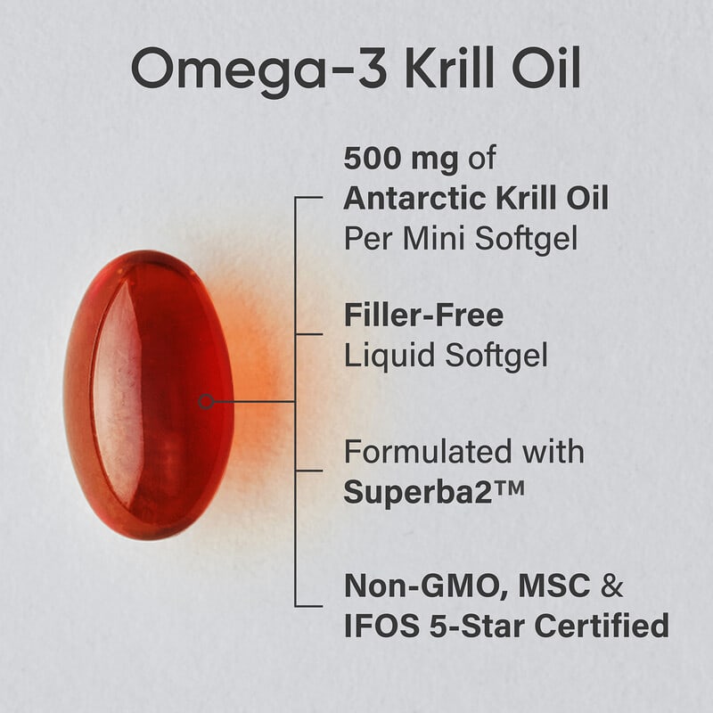 Óleo de Krill Antártico com Astaxantina, 500 mg, 120 Cápsulas Softgel
