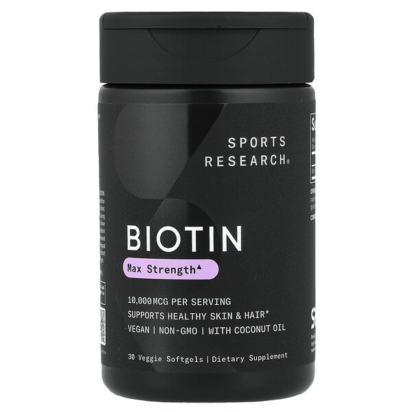 Sports Research, Biotin, 10,000 mcg, 30 Veggie Soft gels