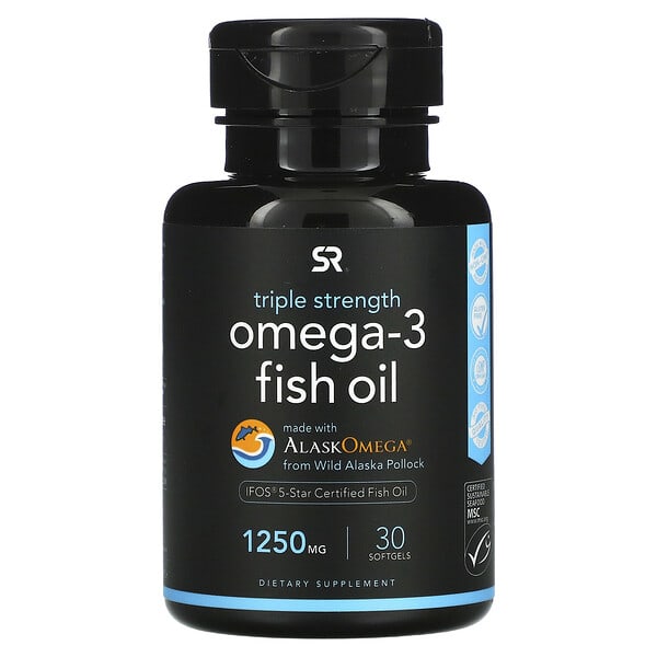 Sports Research, 오메가3 피쉬 오일, 3배 강도, 1,250mg, 소프트젤 30정