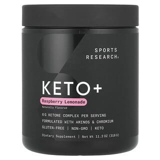Sports Research, Keto+, limonata al lampone, 318 g