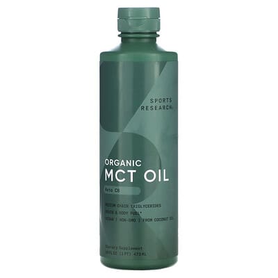 Sports Research, Organic Medium Chain Triglyceride C8 Oil, Unflavored, 16 fl oz (473 ml)