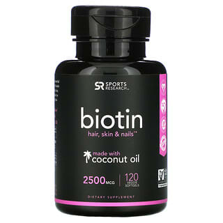 Sports Research, Biotin with Coconut Oil, 2,500 mcg, 120 Veggie Softgels