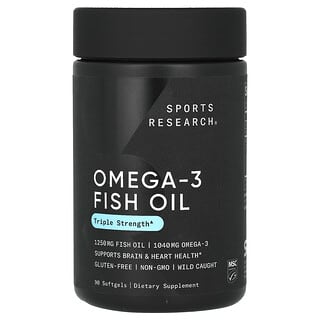 Sports Research, Aceite de pescado con omega-3, Triple concentración, 90 cápsulas blandas
