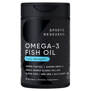 Sports Research, Huile de poisson riche en oméga-3, Triple concentration, 90 capsules à enveloppe molle