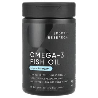 Sports Research, Huile de poisson riche en oméga-3, Triple concentration, 90 capsules à enveloppe molle