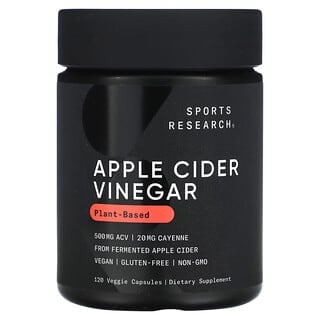 Sports Research, Яблочный уксус с кайенским перцем, 520 мг, 120 растительных капсул