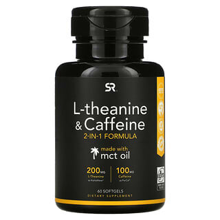 Sports Research, L-теанин и кофеин с маслом MCT, 60 капсул