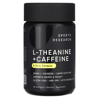 Sports Research, L-теанин и кофеин с маслом MCT, 60 капсул
