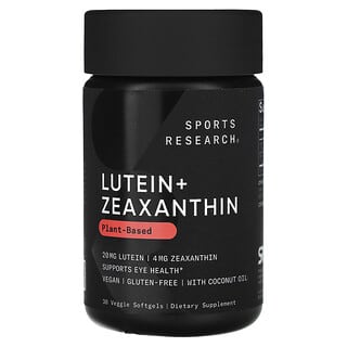 Sports Research, Lutein + Zeaxanthin, pflanzliches Lutein und Zeaxanthin, 30 vegetarische Weichkapseln