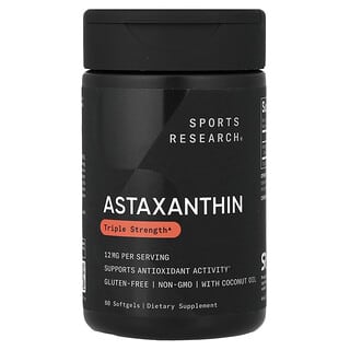 Sports Research, Astaxantina, Concentración triple, 12 mg, 60 cápsulas blandas