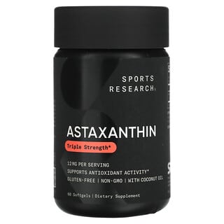 Sports Research, Astaxanthine, Triple concentration, 12 mg, 60 capsules à enveloppe molle