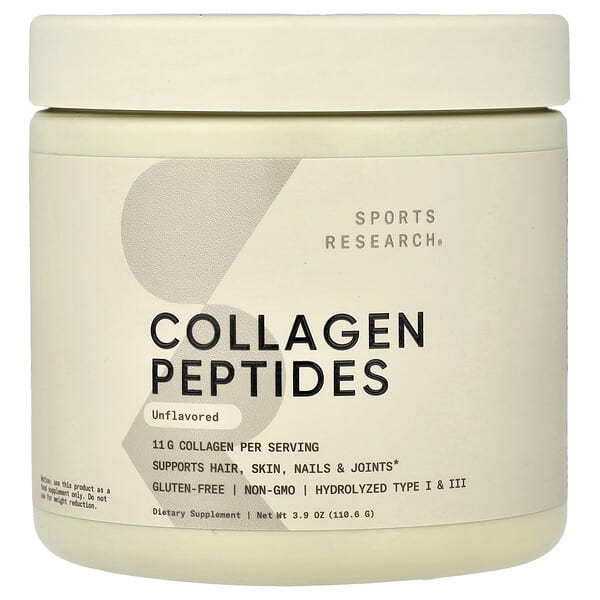 Sports Research, Collagen Peptides, Unflavored, 3.9 oz (110.6 g)