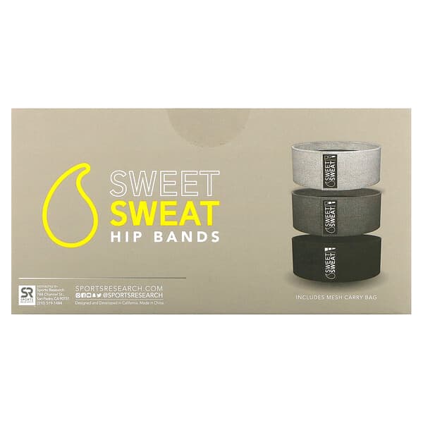 سبورتس ريسورش‏, أحزمة الخصر Sweet Sweat، رمادي، 3 أحزمة