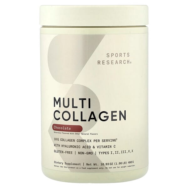 Sports Research, Multi Collagen, Chocolate, 1.06 lb (480 g) — product photo 1
