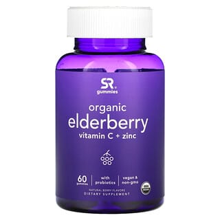 Sports Research, Organic Elderberry, Bio-Holunder, Vitamin C + Zink, natürlicher Beerengeschmack, 60 Fruchtgummis