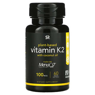 Sports Research, Vitamina K2 com Óleo de Coco, À Base de Plantas, 100 mcg, 60 Cápsulas Softgel Vegetais