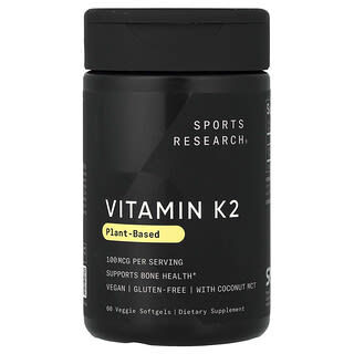Sports Research, 비타민K2, 식물성, 100mcg, 베지 소프트젤 60정