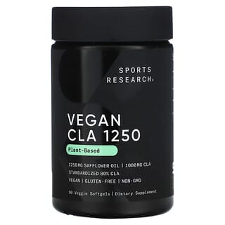 Sports Research, CLA 1250, auf pflanzlicher Basis, 1.250 mg, 90 vegetarische Weichkapseln
