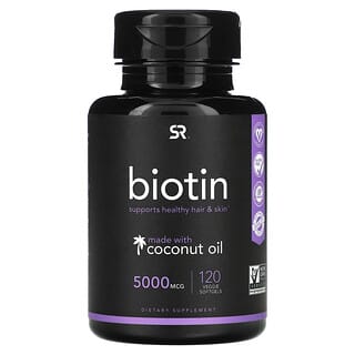 Sports Research, Biotine à l'huile de noix de coco, 5000 µg, 120 capsules végétariennes à enveloppe molle