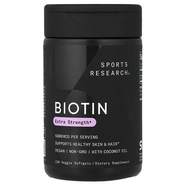 Sports Research, Biotin, 5,000 mcg, 120 Veggie Softgels