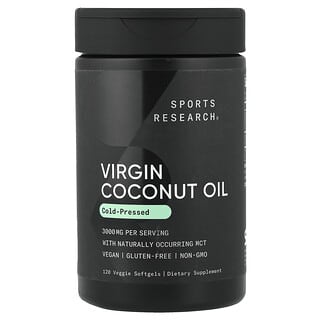 Sports Research, Кокосовое масло первого отжима, холодного отжима, 120 растительных капсул