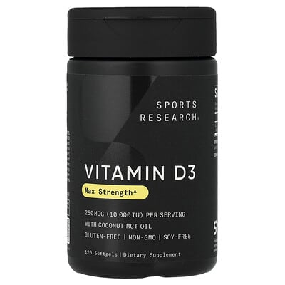 Sports Research, Vitamin D3, 250 mcg (10,000 IU), 120 Softgels
