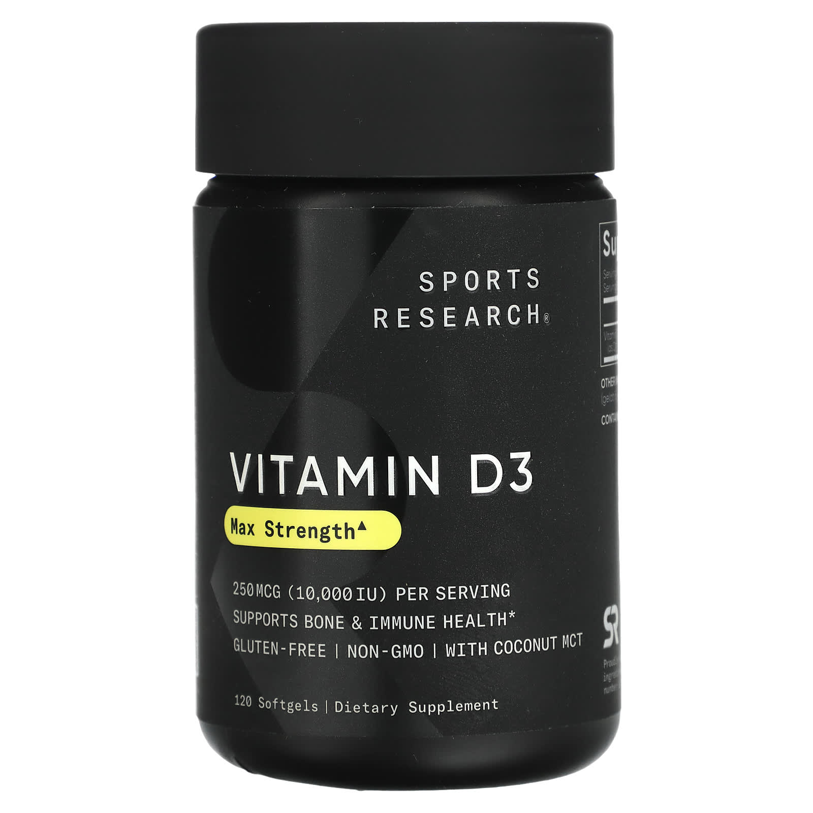 Sports Research, Vitamin D3, Max Strength, 250 mcg (10,000 IU), 120 ...