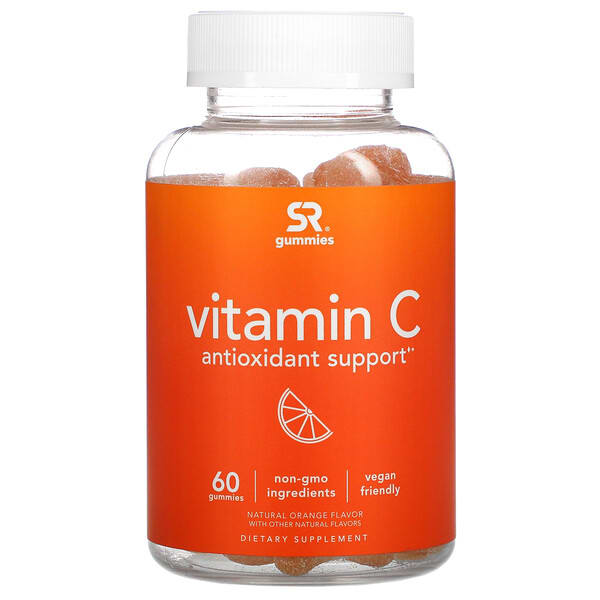 Sports Research, витамин C, антиоксидантная поддержка, натуральный апельсин, 60 жевательных таблеток