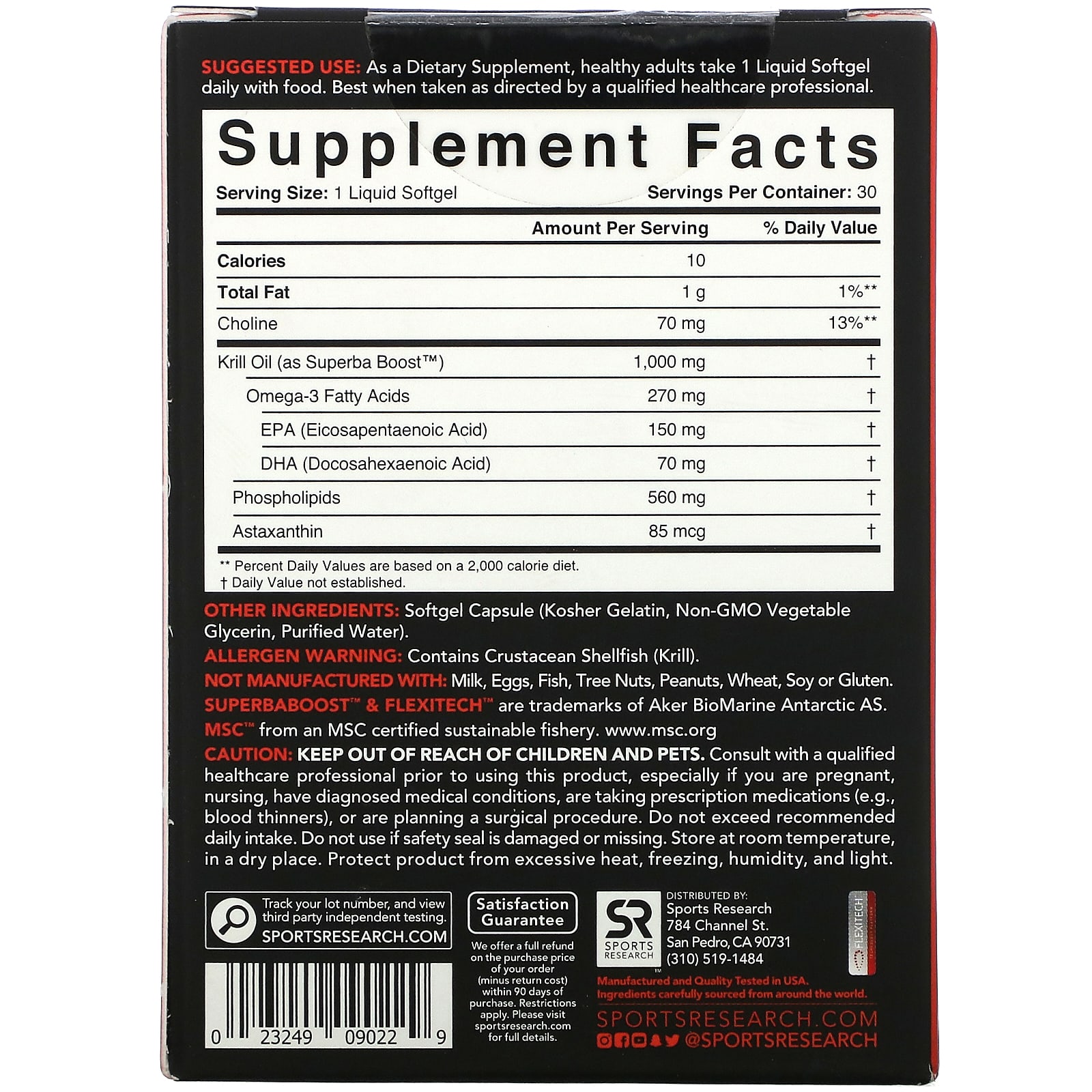 Sports Research, SUPERBA Boost Antarctic Krill Oil with Astaxanthin