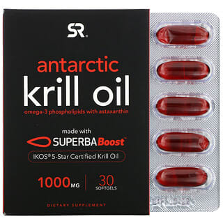 Sports Research, Aceite de kril antártico SUPERBA Boost con astaxantina, 1000 mg, 30 cápsulas blandas