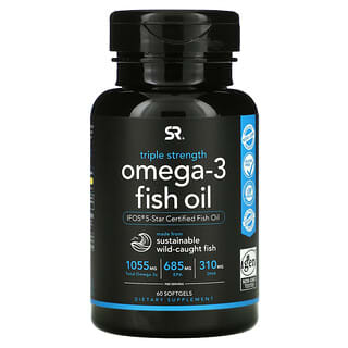 Sports Research, Huile de poisson riche en oméga-3, Triple efficacité, 1250 mg, 60 capsules à enveloppe molle