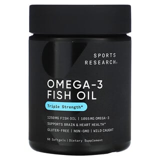 Sports Research, 歐米伽-3 魚油，三倍功效，1250 毫克，60 粒軟凝膠