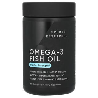 Sports Research, Aceite de pescado con omega-3, Triple concentración, 120 cápsulas blandas