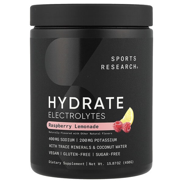 Hydrate Electrolytes, Raspberry Lemonade, 15.87 oz (450 g)