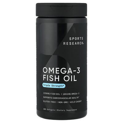 Sports Research, Omega-3 Fish Oil, Triple Strength, 180 soft gel capsules