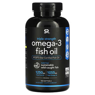 Sports Research, Aceite de pescado con omega-3, Triple acción, 1250 mg, 180 cápsulas blandas