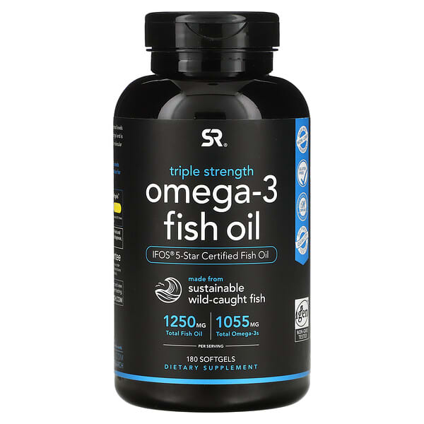 Sports Research, Triple Strength Omega-3 Fish Oil, 180 Softgels