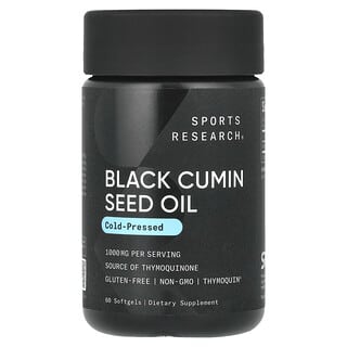 Sports Research, Black Cumin Seed Oil, Cold-Pressed, 1,000 mg, 60 Softgels (500 mg per Softgel)