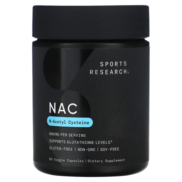 Sports Research, NAC、N-アセチルシステイン、600mg、ベジカプセル90粒