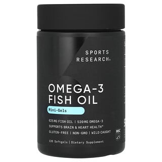 Sports Research, Aceite de pescado con omega-3, Minicápsulas en gel, 120 cápsulas blandas