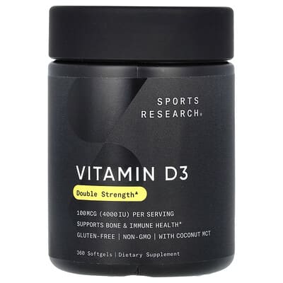 Sports Research, Vitamin D3, Double Strength, 100 mcg (4000 IU), 360 Softgels
