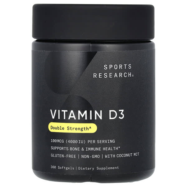 Sports Research Vitamin D3, 100 mcg (4000 IU), 360 Softgels