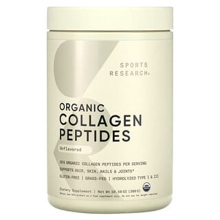 Sports Research, Péptidos de colágeno orgánico, Sin sabor, 300 g (10,58 oz)