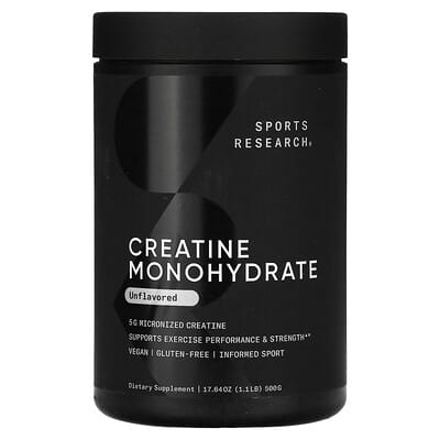 Sports Research, Creatine Monohydrate, Unflavoured, 1.1 lb (500 g)