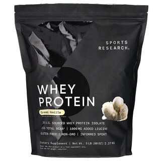 Sports Research, Whey Protein, Molkenprotein, cremige Vanille, 2,27 kg (5 lbs.)