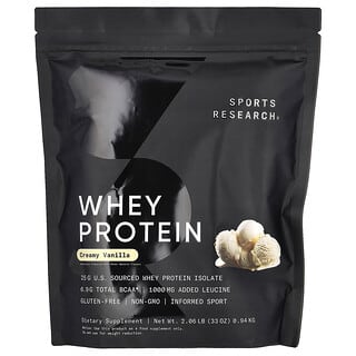 Sports Research, Whey Protein, Creamy Vanilla, Molkenprotein, cremige Vanille, 0,94 kg (2,06 lb.)