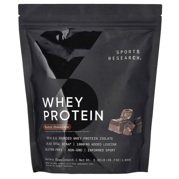 Sports Research Whey Protein, Dutch Chocolate, 2.26 lb (1.03 kg)