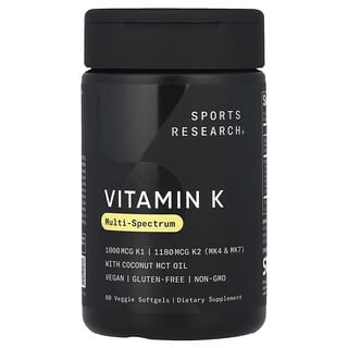 Sports Research, Vitamin K, Vitamin K, 60 pflanzliche Kapseln