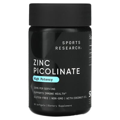 Sports Research, Zinc Picolinate, Extra Strength, 30 mg, 90 Softgels