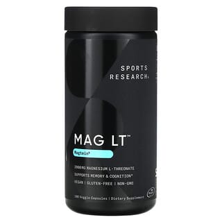Sports Research, MAG LT, Magtein, 2000 mg, 180 kapsułek roślinnych (666 mg na kapsułkę)